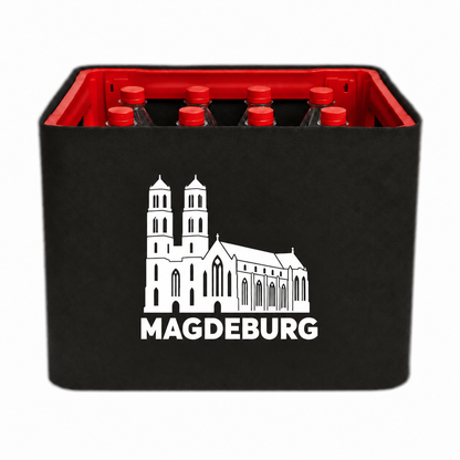KistenBlende Magdeburg Stadt Silhouette auf Limonadenkiste PET