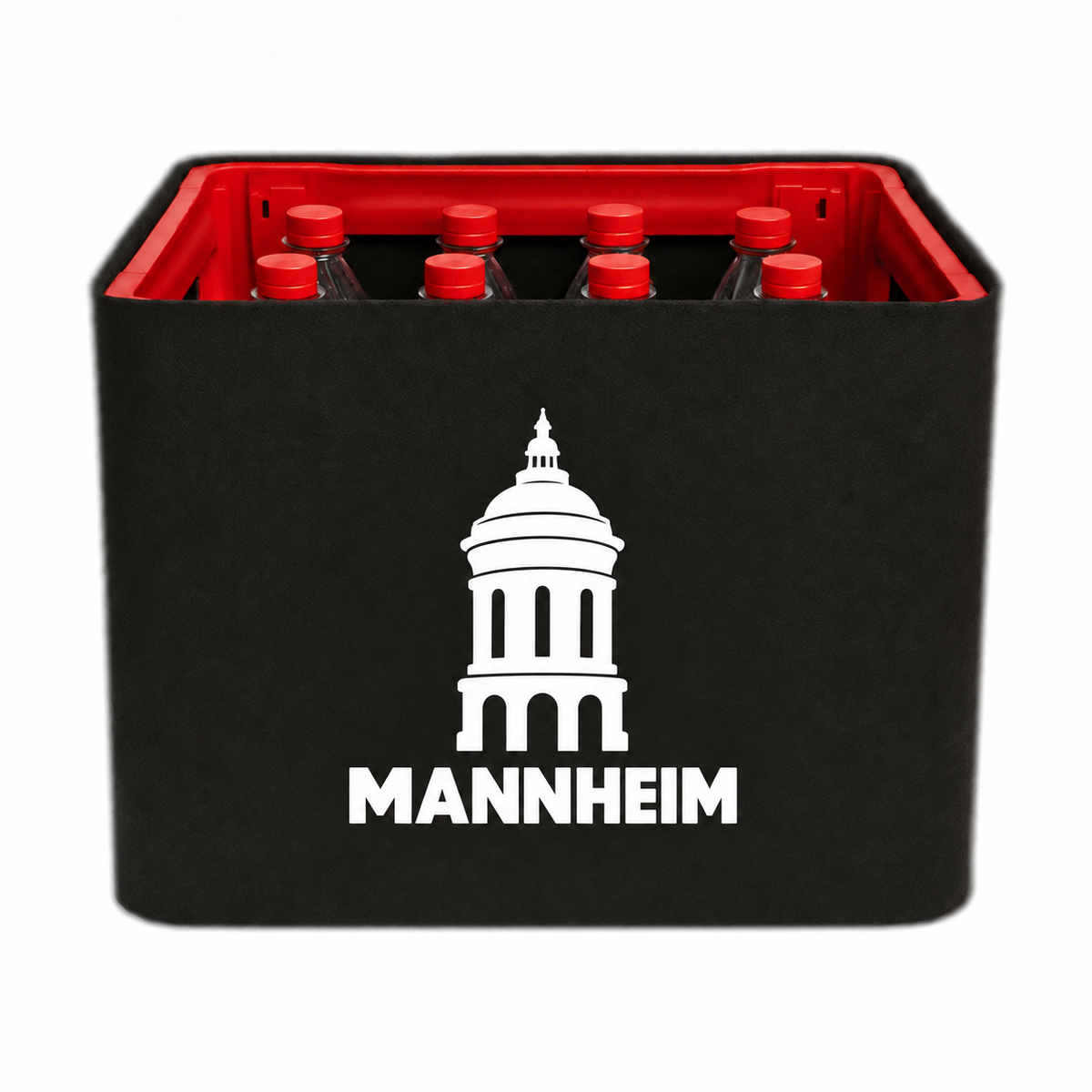 KistenBlende Mannheim Stadt Silhouette auf Limonadenkiste PET