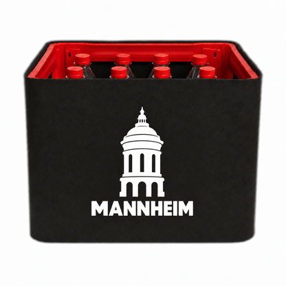 KistenBlende Mannheim Stadt Silhouette auf Limonadenkiste PET