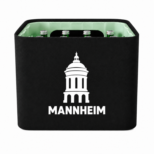 KistenBlende Mannheim Stadt Silhouette auf Wasserkiste Glas