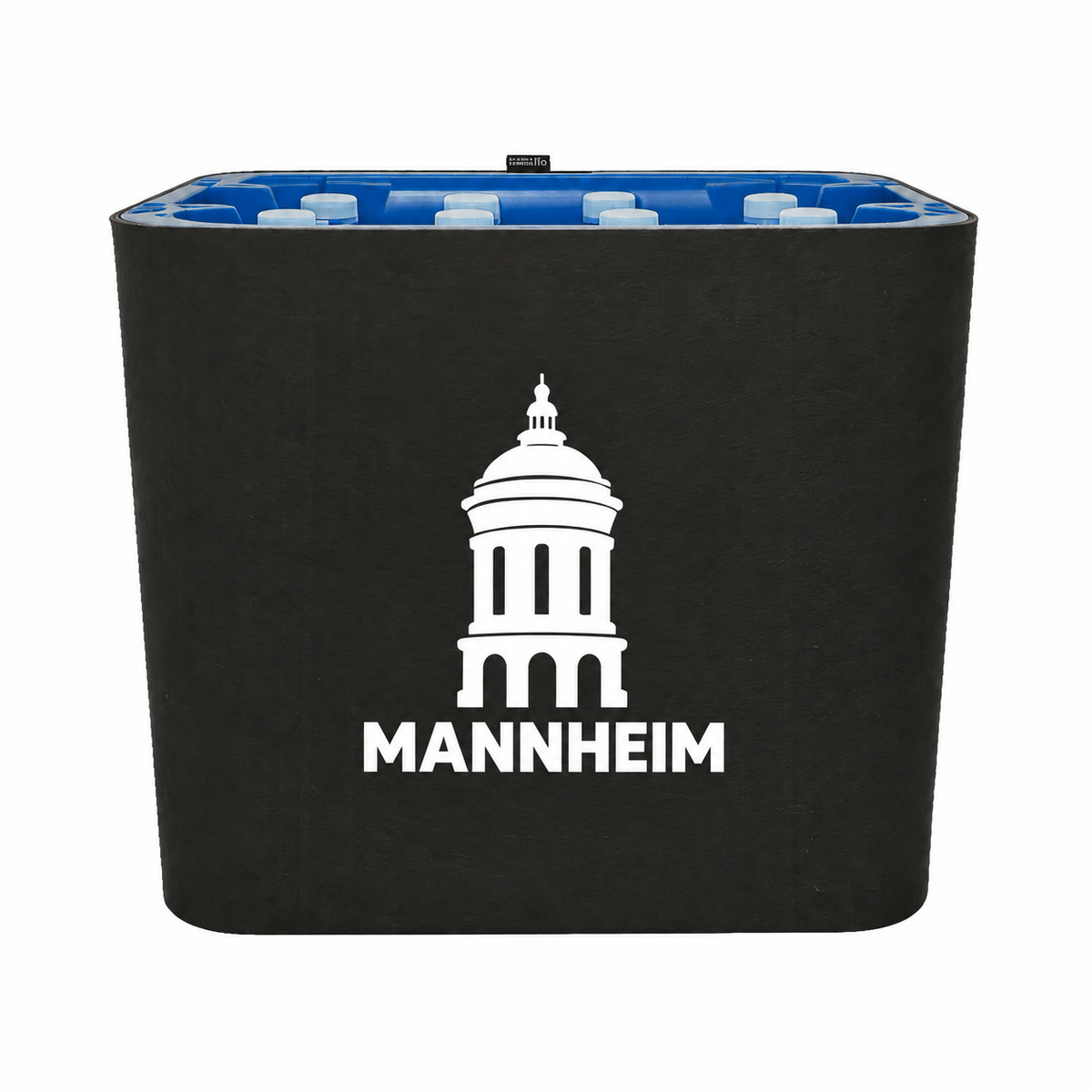 KistenBlende Mannheim Stadt Silhouette auf Wasserkiste PET