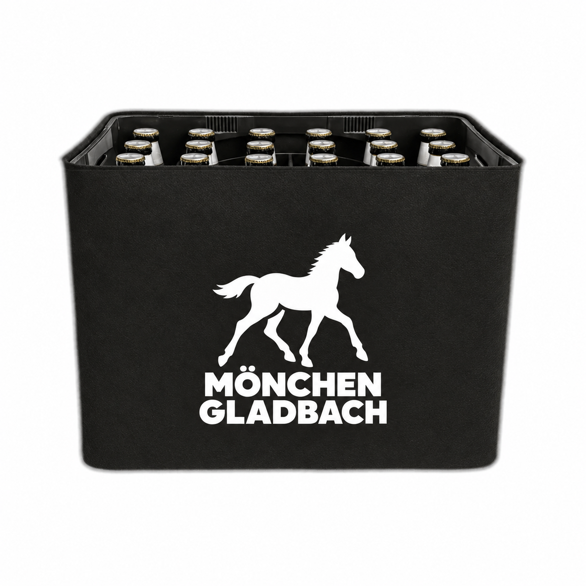 KistenBlende Mönchengladbach Stadt Silhouette auf Bierkasten