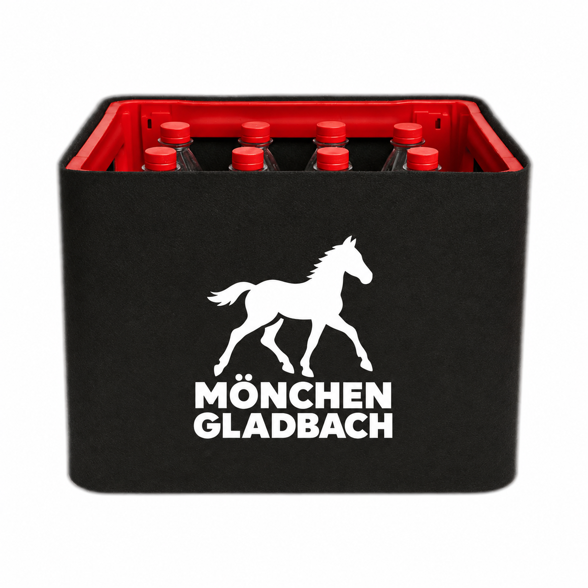 KistenBlende Mönchengladbach Stadt Silhouette auf Limonadenkiste PET