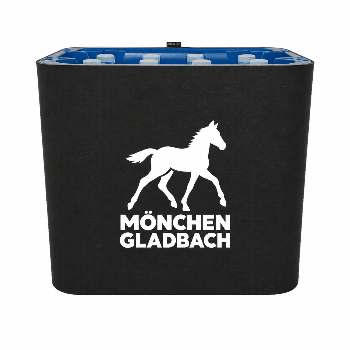 KistenBlende Mönchengladbach Stadt Silhouette auf Wasserkiste PET