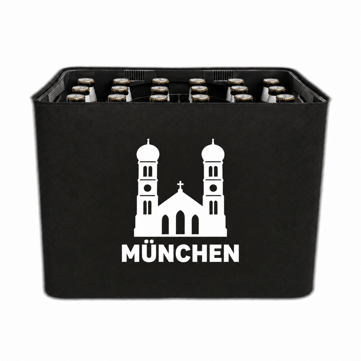 KistenBlende München Stadt Silhouette auf Bierkasten