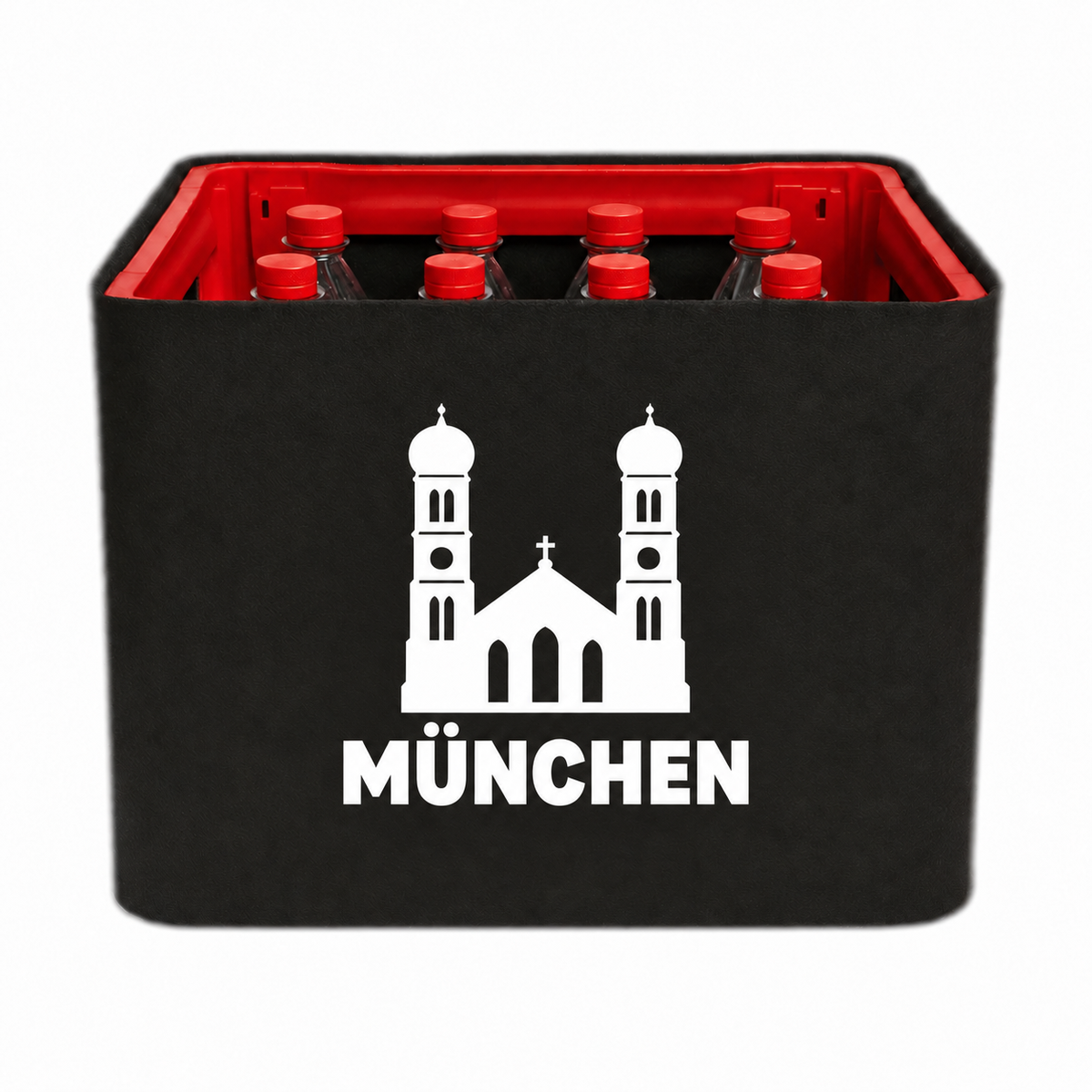 KistenBlende München Stadt Silhouette auf Limonadenkiste PET