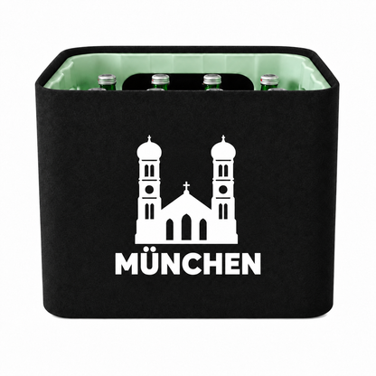 KistenBlende München Stadt Silhouette auf Wasserkiste Glas