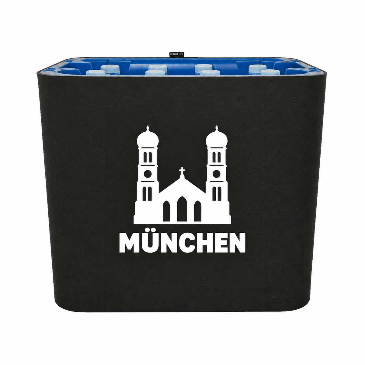 KistenBlende München Stadt Silhouette auf Wasserkiste PET