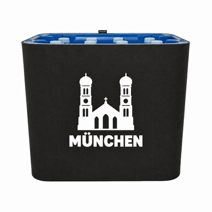 KistenBlende München Stadt Silhouette auf Wasserkiste PET