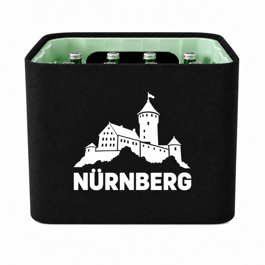 KistenBlende Nürnberg Stadt Silhouette auf Wasserkiste Glas