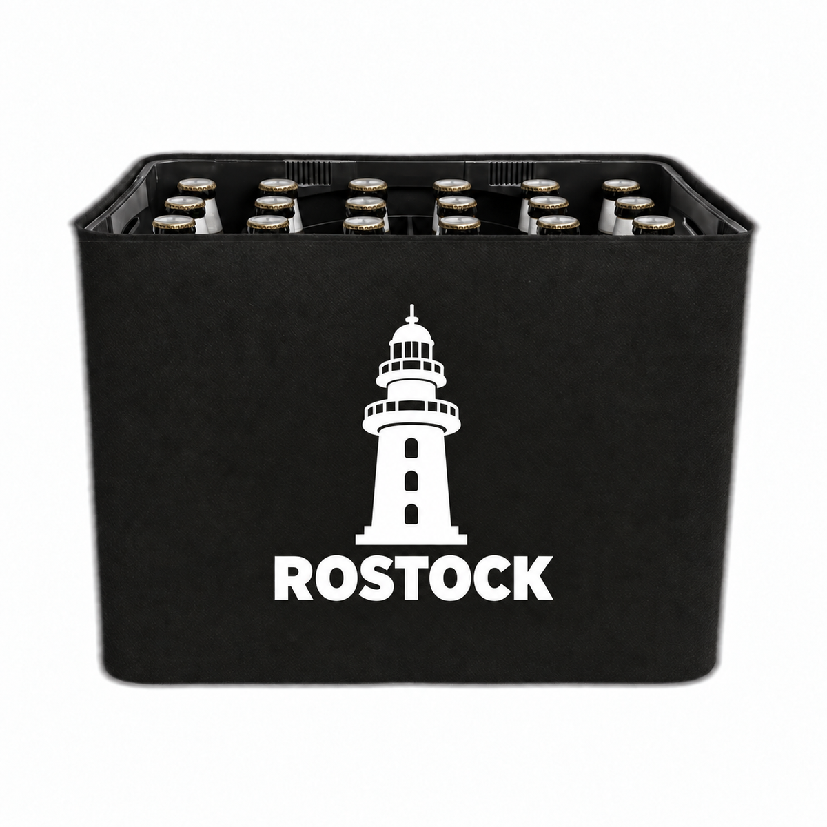 KistenBlende Rostock Stadt Silhouette auf Bierkasten