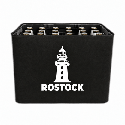 KistenBlende Rostock Stadt Silhouette auf Bierkasten