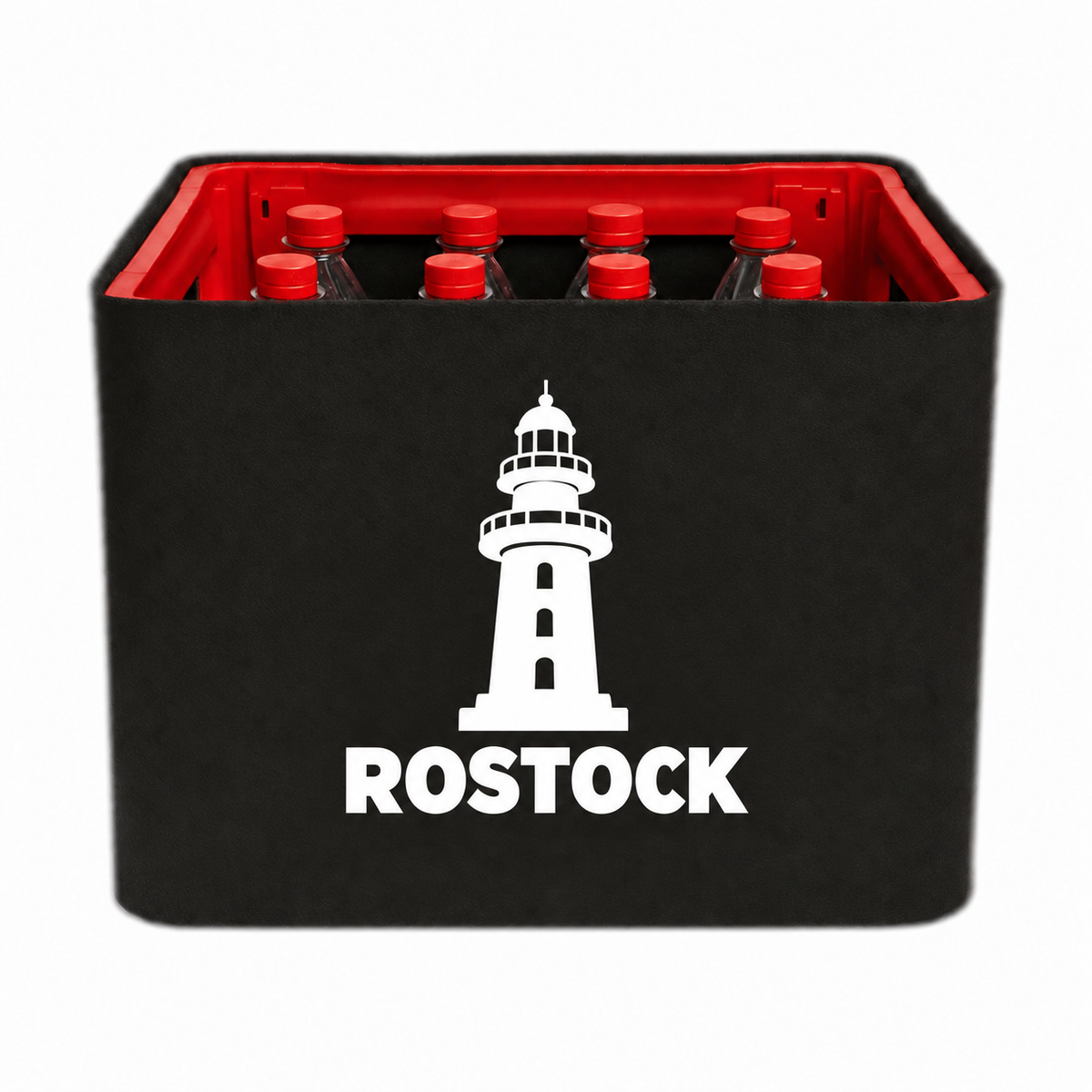 KistenBlende Rostock Stadt Silhouette auf Limonadenkiste PET
