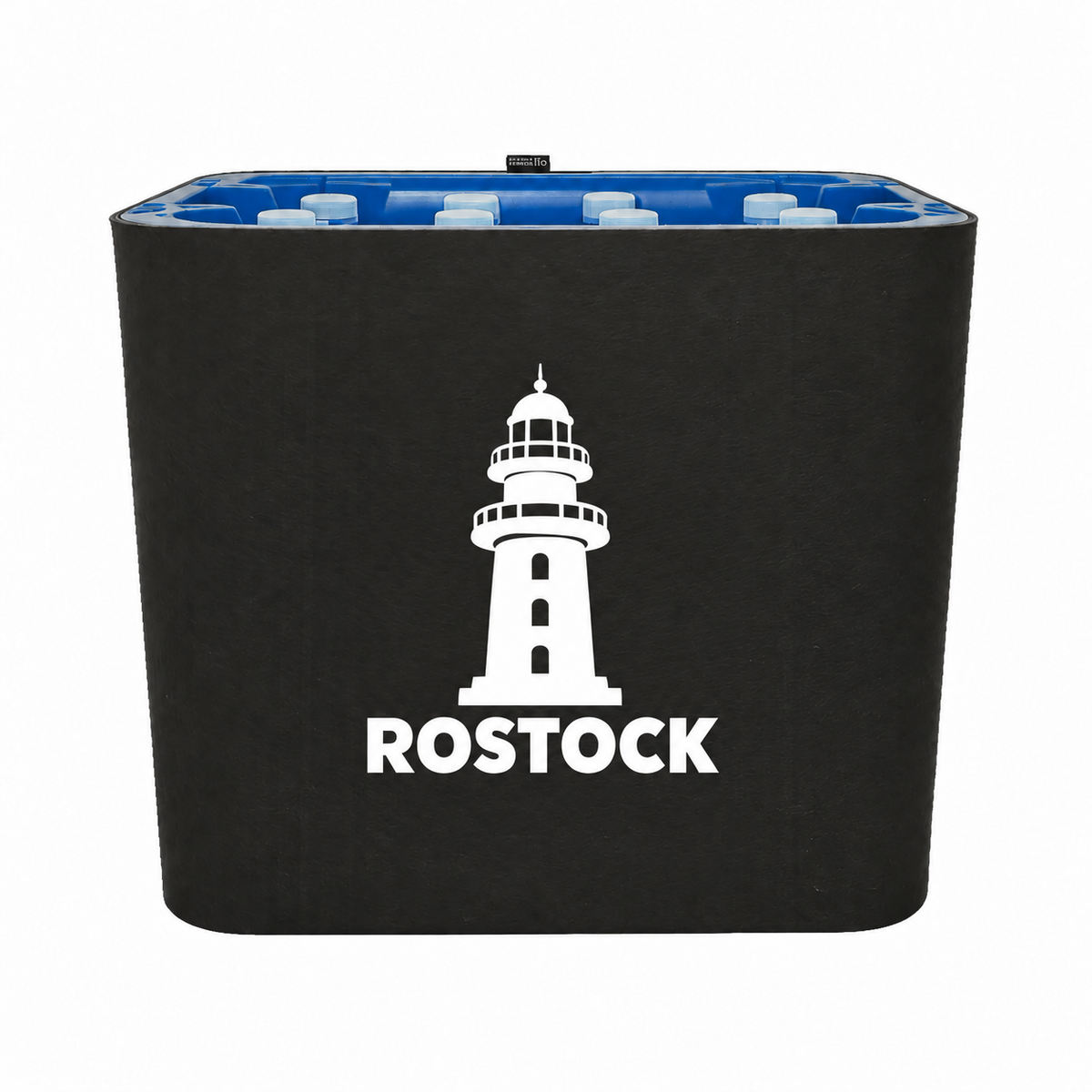 KistenBlende Rostock Stadt Silhouette auf Wasserkiste PET