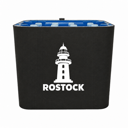 KistenBlende Rostock Stadt Silhouette auf Wasserkiste PET