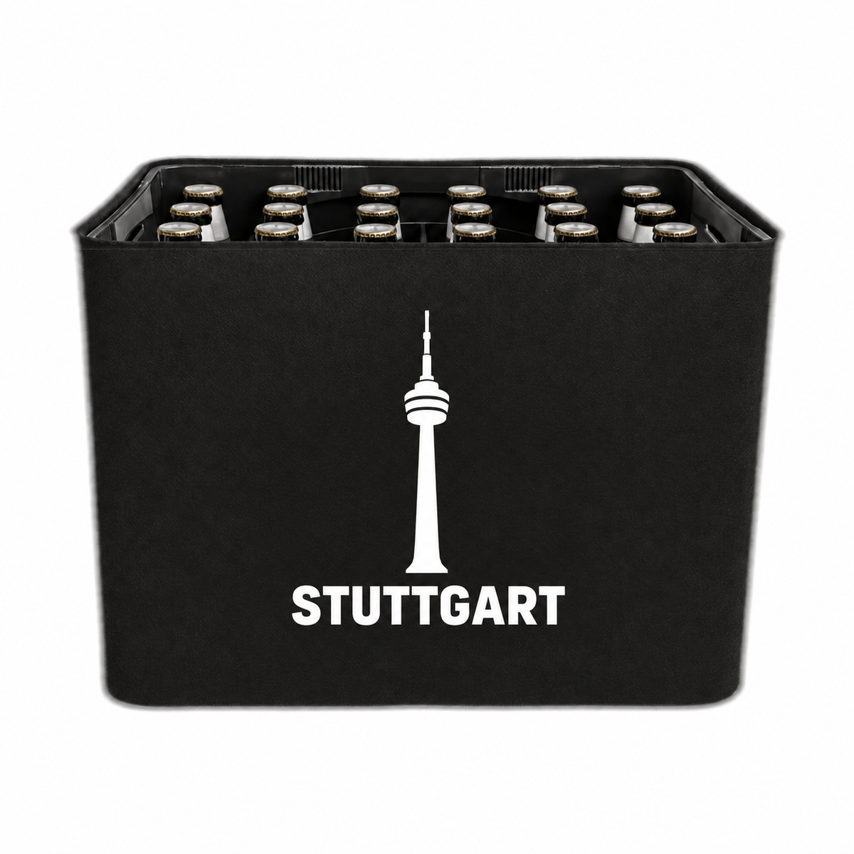 KistenBlende Stuttgart Stadt Silhouette auf Bierkasten