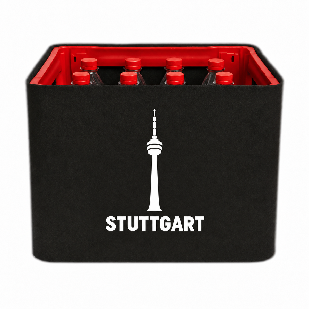 KistenBlende Stuttgart Stadt Silhouette auf Limonadenkiste PET