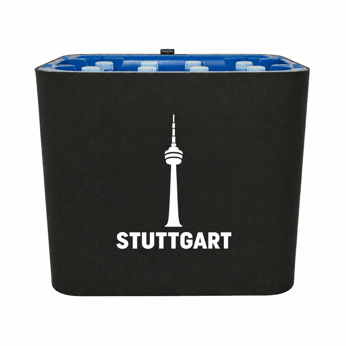 KistenBlende Stuttgart Stadt Silhouette auf Wasserkiste PET