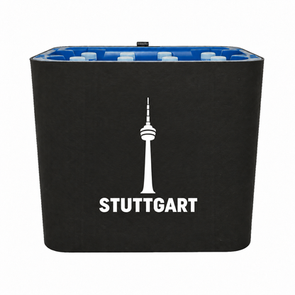 KistenBlende Stuttgart Stadt Silhouette auf Wasserkiste PET