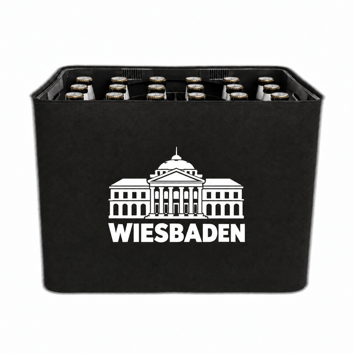 KistenBlende Wiesbaden Stadt Silhouette auf Bierkasten