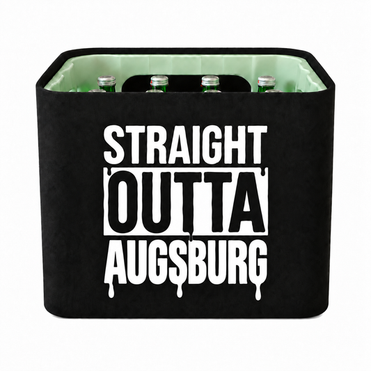 KistenBlende STRAIGHT OUTTA Augsburg auf Wasserkiste Glas