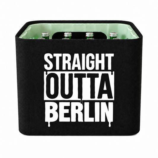 KistenBlende STRAIGHT OUTTA Berlin auf Wasserkiste Glas