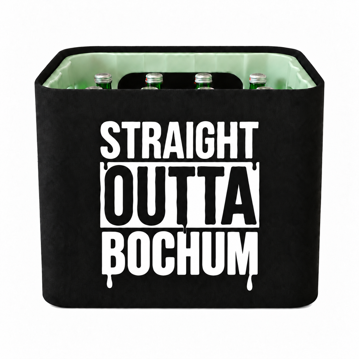 KistenBlende STRAIGHT OUTTA Bochum auf Wasserkiste Glas