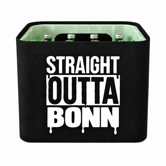 KistenBlende STRAIGHT OUTTA Bonn auf Wasserkiste Glas