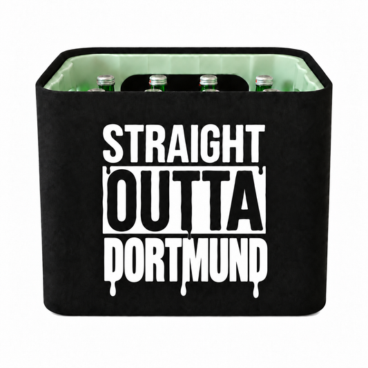 KistenBlende STRAIGHT OUTTA Dortmund auf Wasserkiste Glas