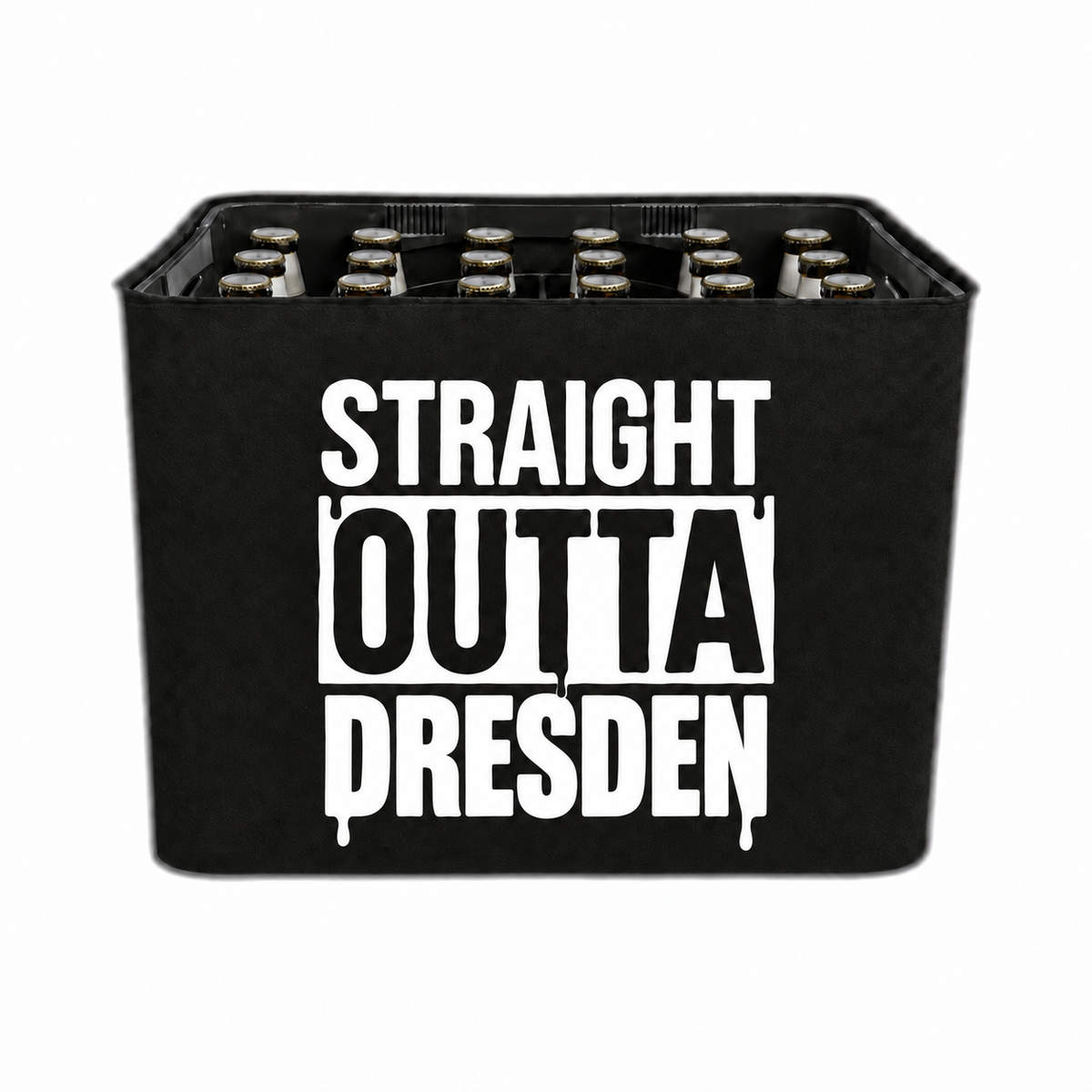 KistenBlende STRAIGHT OUTTA Dresden auf Bierkasten
