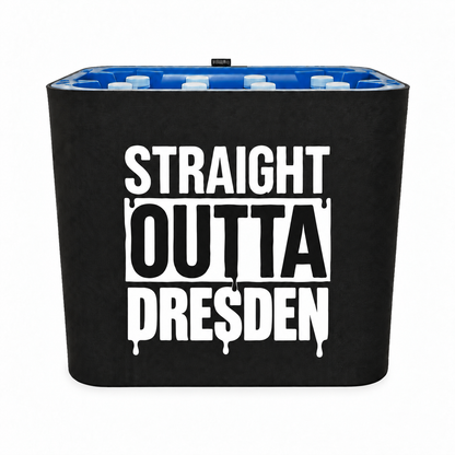 KistenBlende STRAIGHT OUTTA Dresden auf Wasserkiste PET