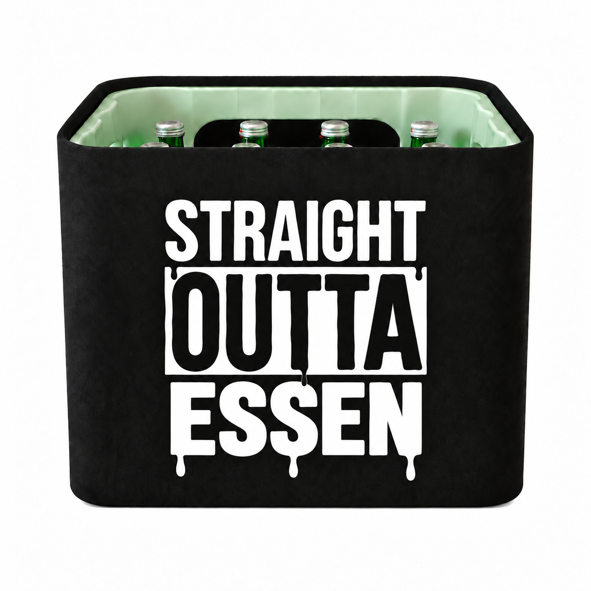 KistenBlende STRAIGHT OUTTA Essen auf Wasserkiste Glas