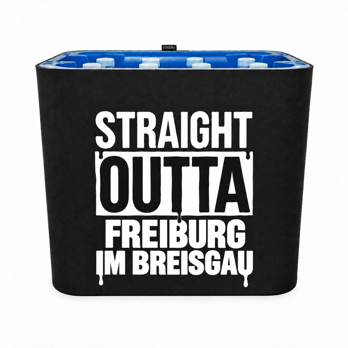 KistenBlende STRAIGHT OUTTA Freiburg im Breisgau auf Wasserkiste PET