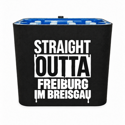 KistenBlende STRAIGHT OUTTA Freiburg im Breisgau auf Wasserkiste PET