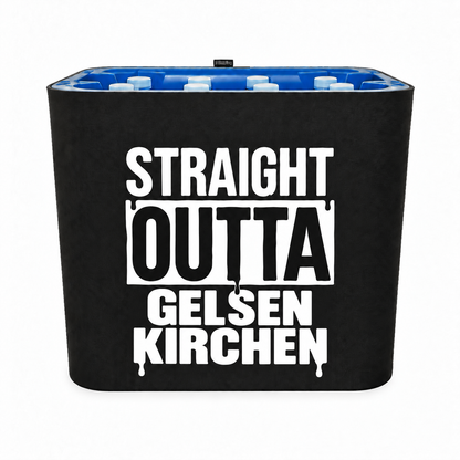 KistenBlende STRAIGHT OUTTA Gelsenkirchen auf Wasserkiste PET