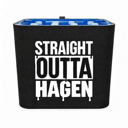 KistenBlende STRAIGHT OUTTA Hagen auf Wasserkiste PET