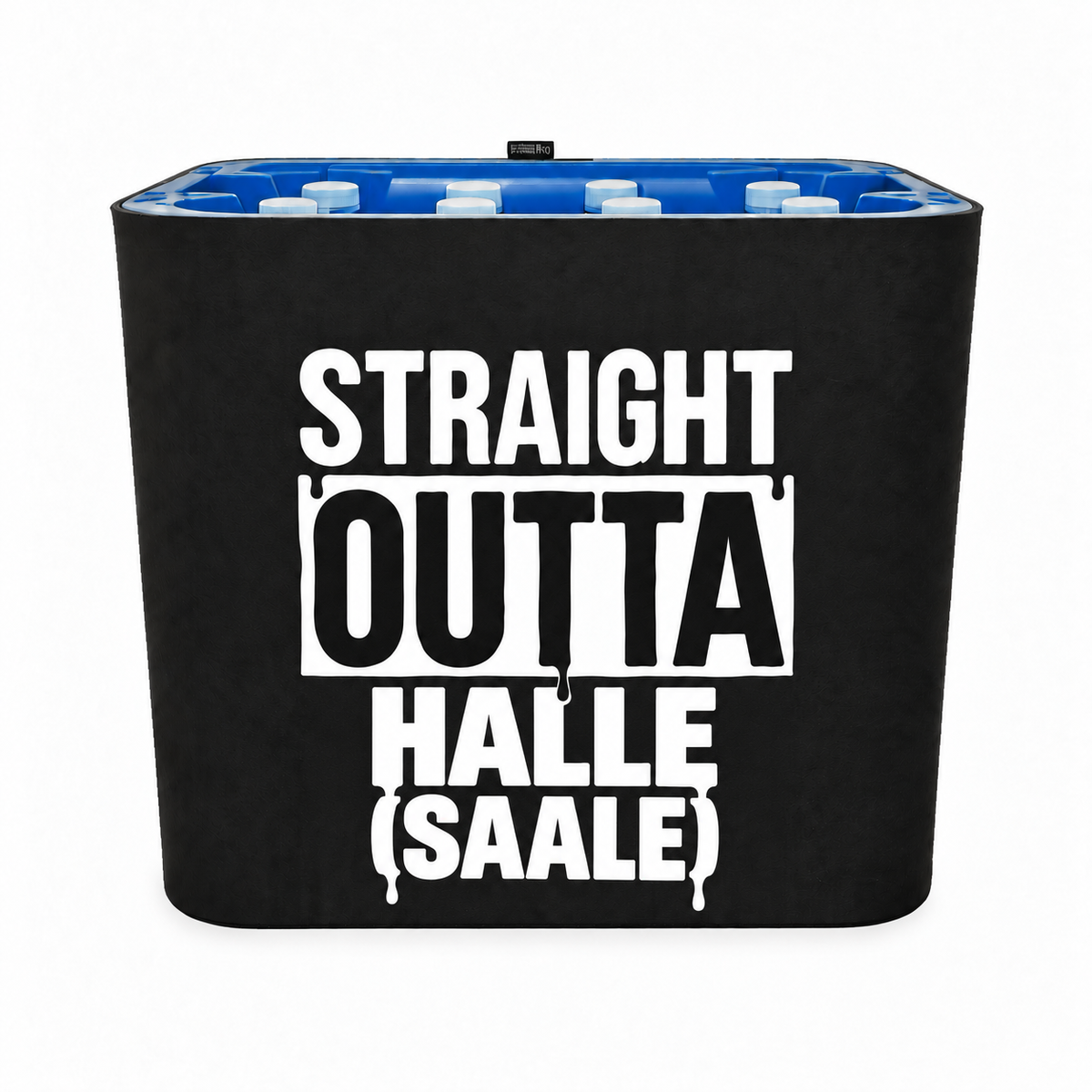 KistenBlende STRAIGHT OUTTA Halle (Saale) auf Wasserkiste PET