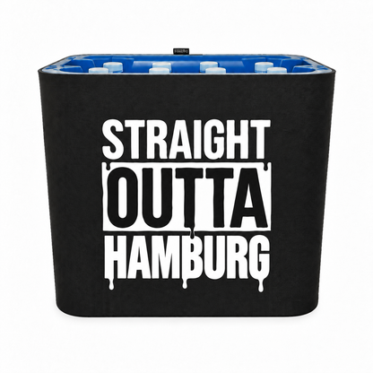 KistenBlende STRAIGHT OUTTA Hamburg auf Wasserkiste PET