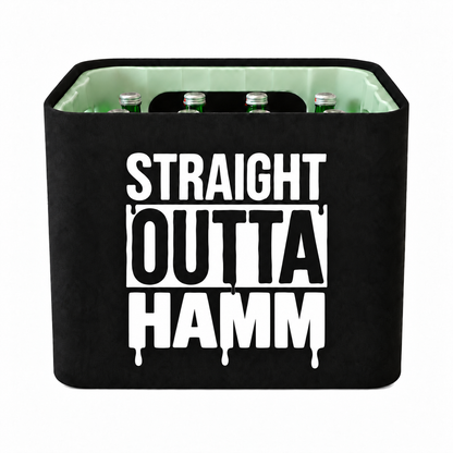 KistenBlende STRAIGHT OUTTA Hamm auf Wasserkiste Glas
