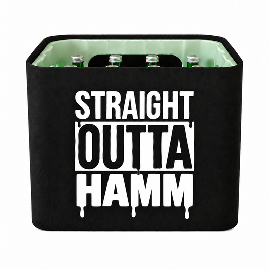 KistenBlende STRAIGHT OUTTA Hamm auf Wasserkiste Glas