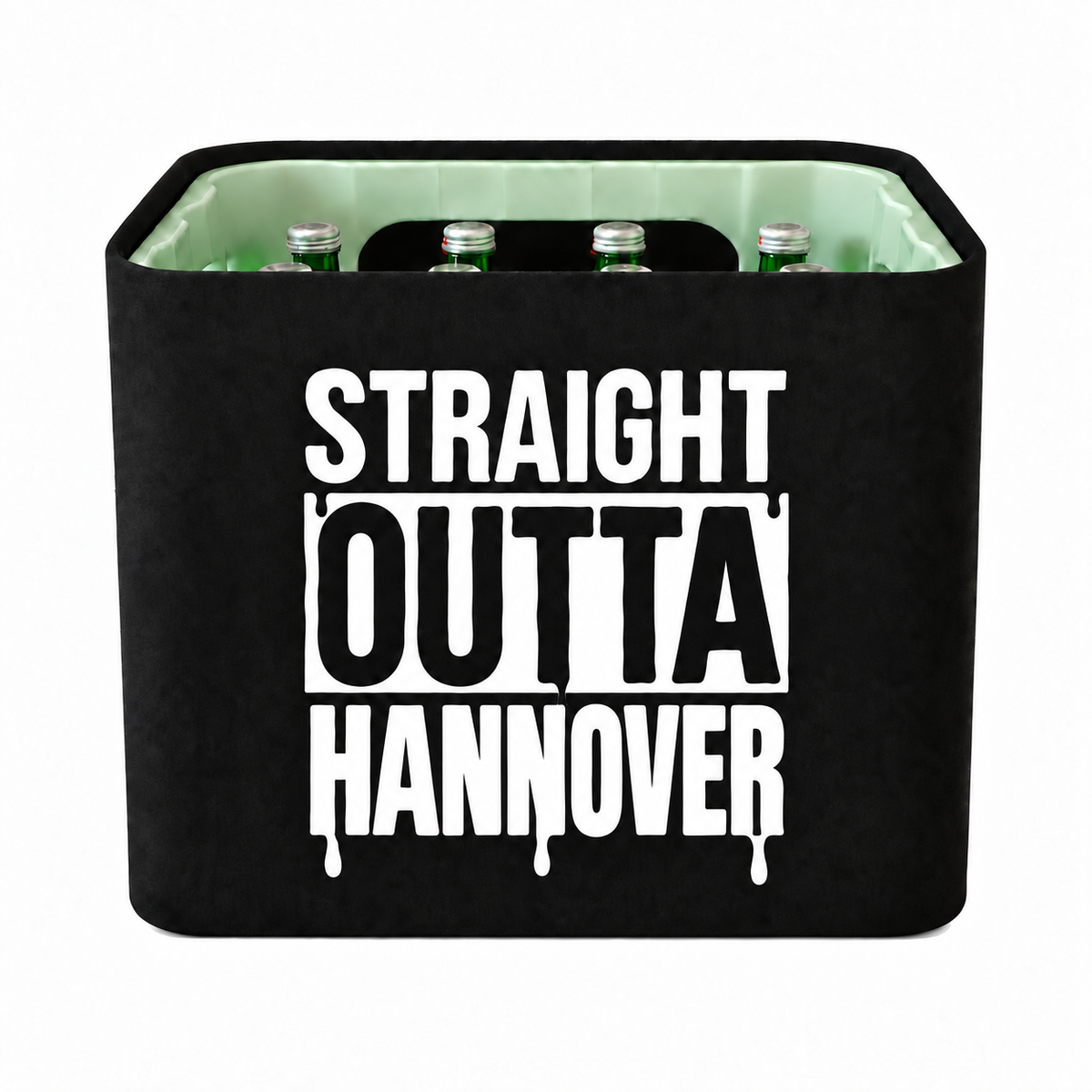 KistenBlende STRAIGHT OUTTA Hannover auf Wasserkiste Glas