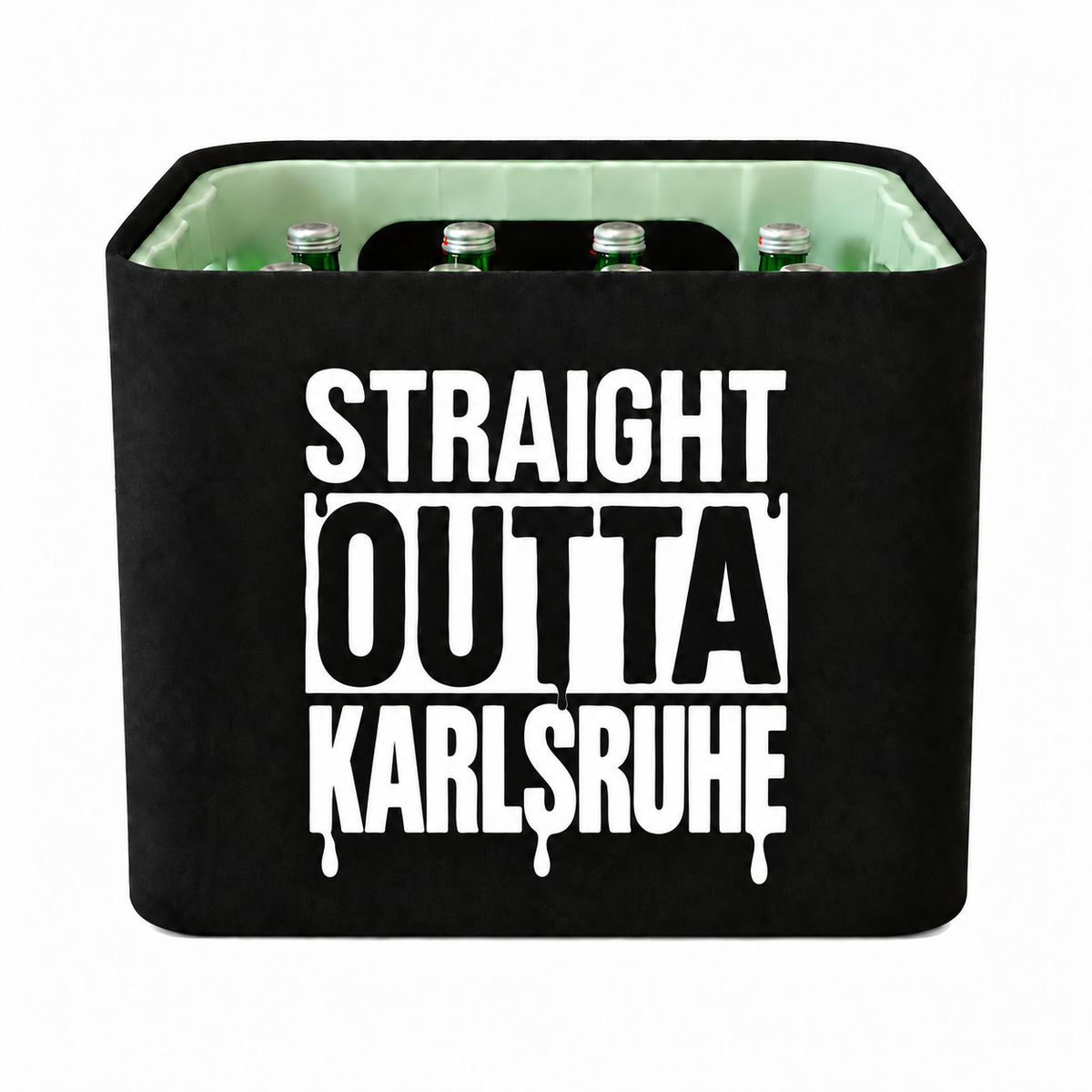KistenBlende STRAIGHT OUTTA Karlsruhe auf Wasserkiste Glas