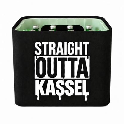 KistenBlende STRAIGHT OUTTA Kassel auf Wasserkiste Glas