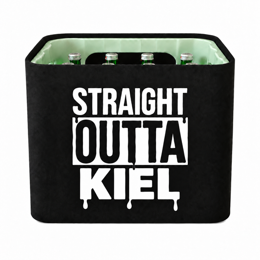 KistenBlende STRAIGHT OUTTA Kiel auf Wasserkiste Glas