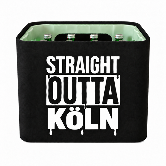 KistenBlende STRAIGHT OUTTA Köln auf Wasserkiste Glas