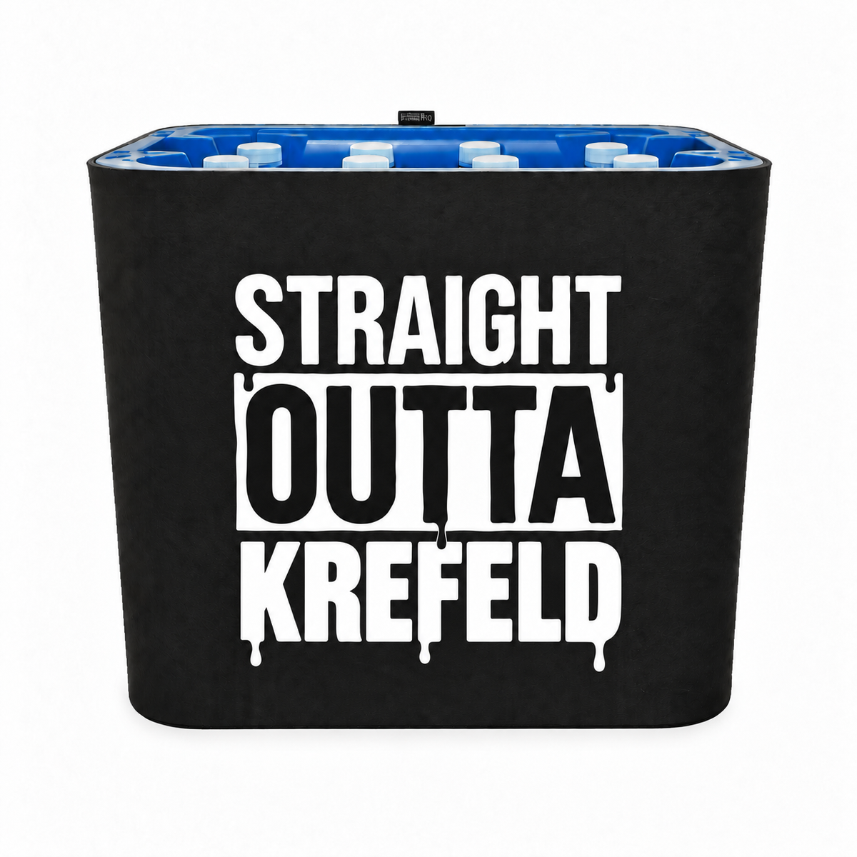 KistenBlende STRAIGHT OUTTA Krefeld auf Wasserkiste PET