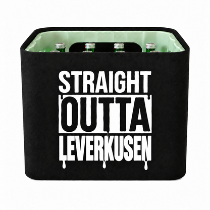 KistenBlende STRAIGHT OUTTA Leverkusen auf Wasserkiste Glas