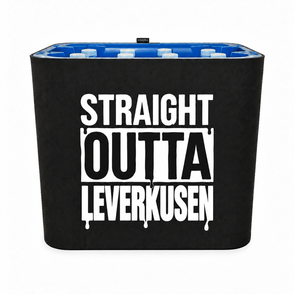 KistenBlende STRAIGHT OUTTA Leverkusen auf Wasserkiste PET