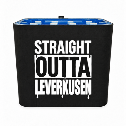 KistenBlende STRAIGHT OUTTA Leverkusen auf Wasserkiste PET