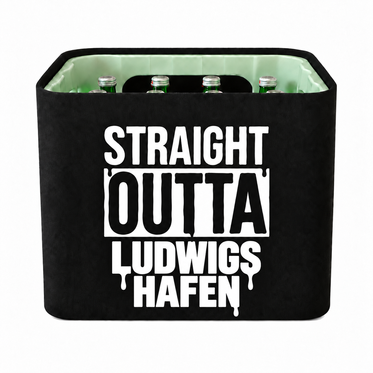 KistenBlende STRAIGHT OUTTA Ludwigshafen am Rhein auf Wasserkiste Glas